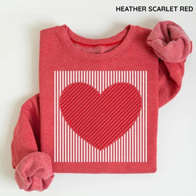 Retro Valentine Heart Gildan Sweatshirt, Cute Love Graphic Crewneck for Women, Cozy Pullover Top, Sweet Gift for Teacher or Mom