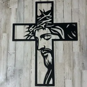 Jesus Cross Metal Sign - Decorative Wall Art for Home and Office
