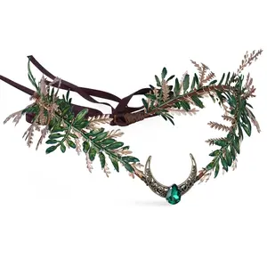 Moon Flower Fairy Crown - Renfaire Woodland Crown Floral Headband Forest Elf Headpiece Elven Circlet for Women Renaissance Accessory Renfaire Halloween Cosplay Photo Shoot