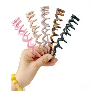 5 PCS Wave Design Zigzag Headband with Teeth, Non-Slip Wavy Hair Band for Women & Girls, Minimalist Hair Accessories for Thick & Thin Hair
