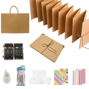 99+ Inch Accordion Foldable Scrapbook Album - Preserves Memories, for Weddings, Travel, Lovers, Friends, Graduation, Anniversary, Family | DIY Craft Kit with Markers, Stickers, Correction tape & Gift Bag