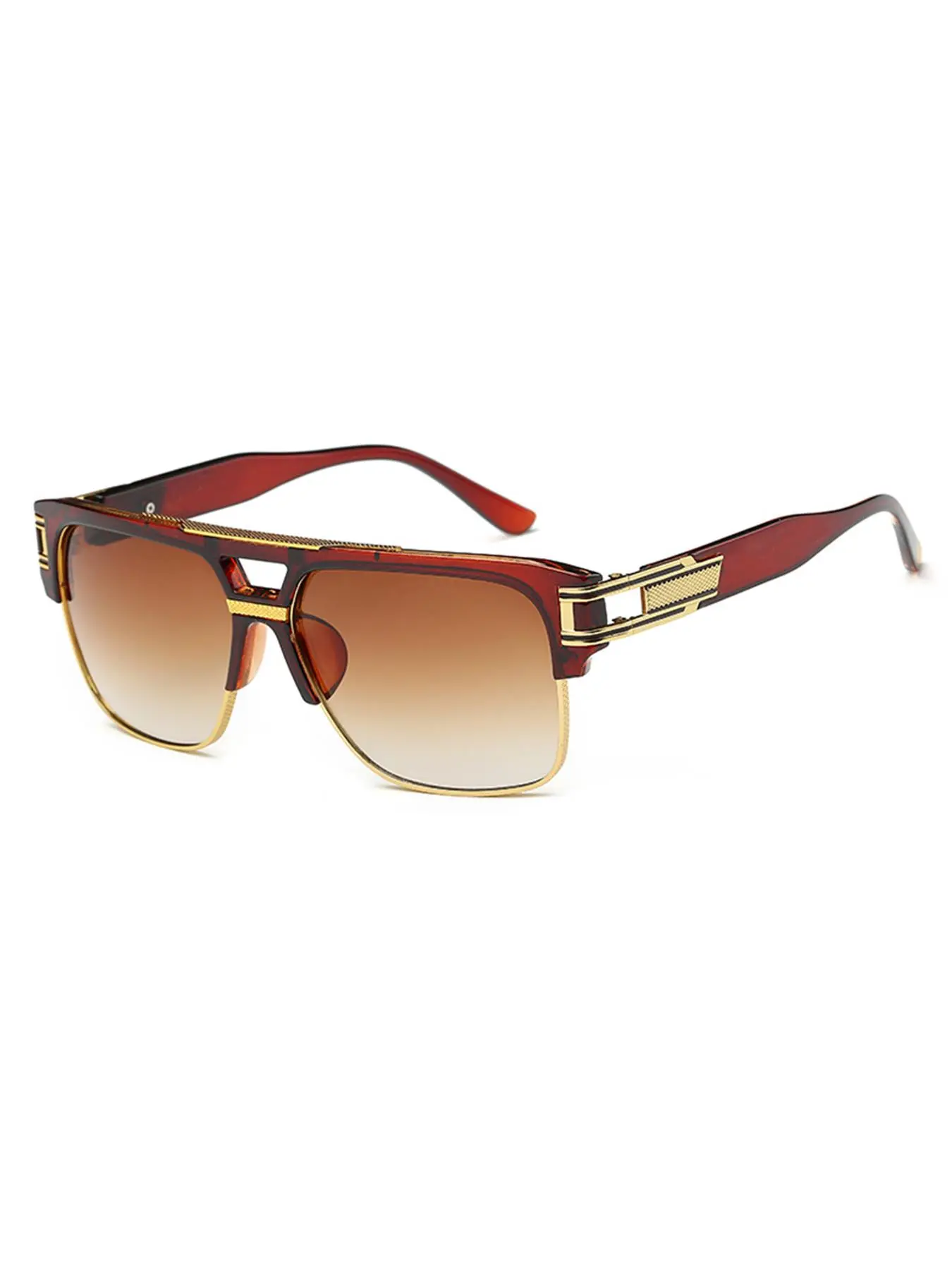 Unisex Vintage Square Frame Tinted Lens Sunglasses, Trendy Casual Top Bar Design Sunglasses for Everyday Use, Fashion Accessories for Outdoor Activities, Beach Eyewear