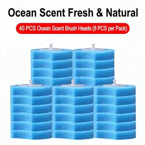 40-Count Disposable Toilet Brush Refills – Prefilled Blue Sponge Replacement Heads for Toilet Bowl, Compatible with Most Wands, Hygienic & Easy to Use for Home, Bathroom, Hotel & Restroom Cleaning