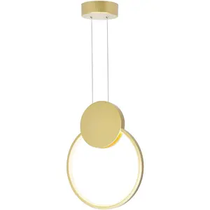 CWI Lighting Pulley LED 12 inch Satin Gold Mini Pendant Ceiling Light 1297P12-1-602
