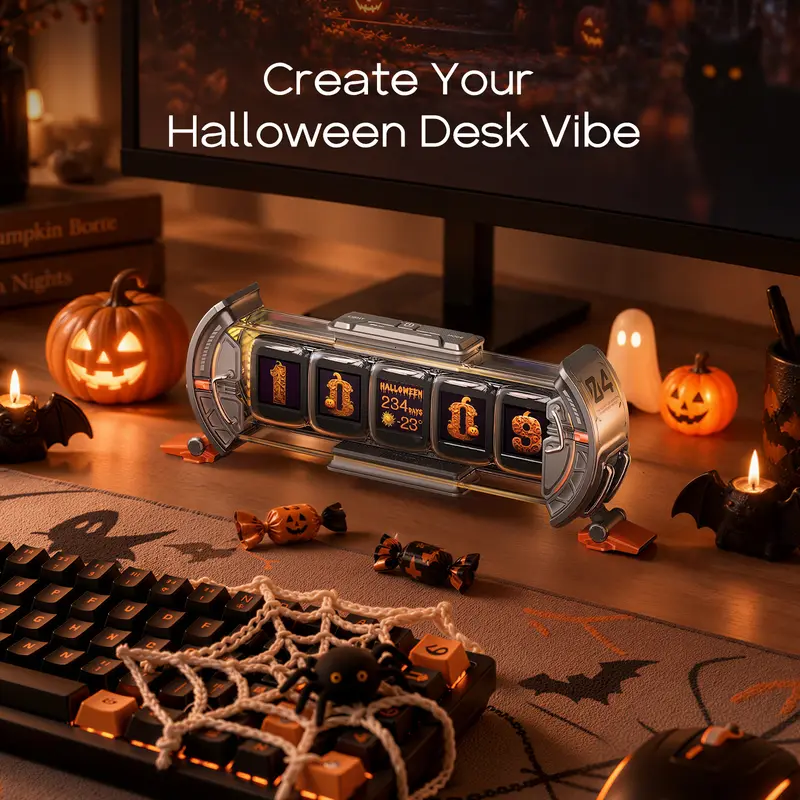 Divoom Times Gate Cyberpunk Rectangular RGB LED Smart Desk Clock - Smart App Control, WiFi Connect, Pixel Art Display, Personalized Dashboard, Room Decor, Halloween & Christmas Decor, Desk Gadgets, Cool Gifts for Adults, Anniversary Gift for Him