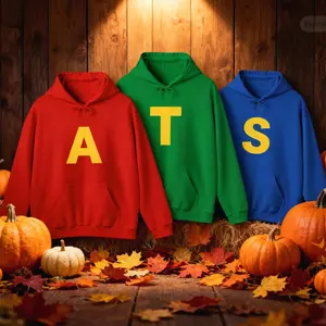 Alvin and the Chipmunks Halloween Hoodies | Group Costume Tops | A T S Letters | Family Matching Outfits | Cozy Unisex Gildan Hoodie
