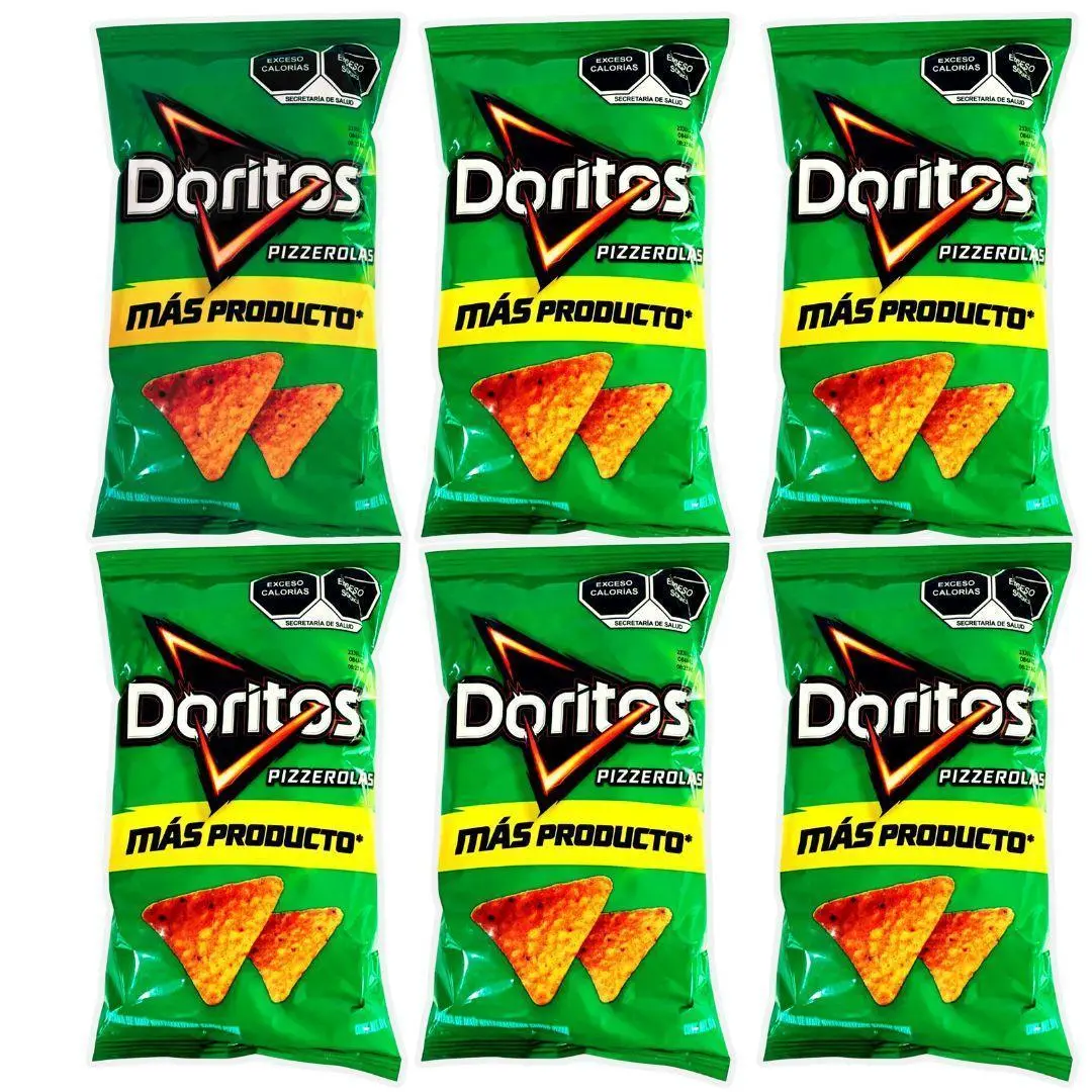 Doritos Pizzerolas, Sabritas Chips, 6 Small Bags - Traditional Mexican Chips, Pizza Flavor, Cheesy Snack Crispy