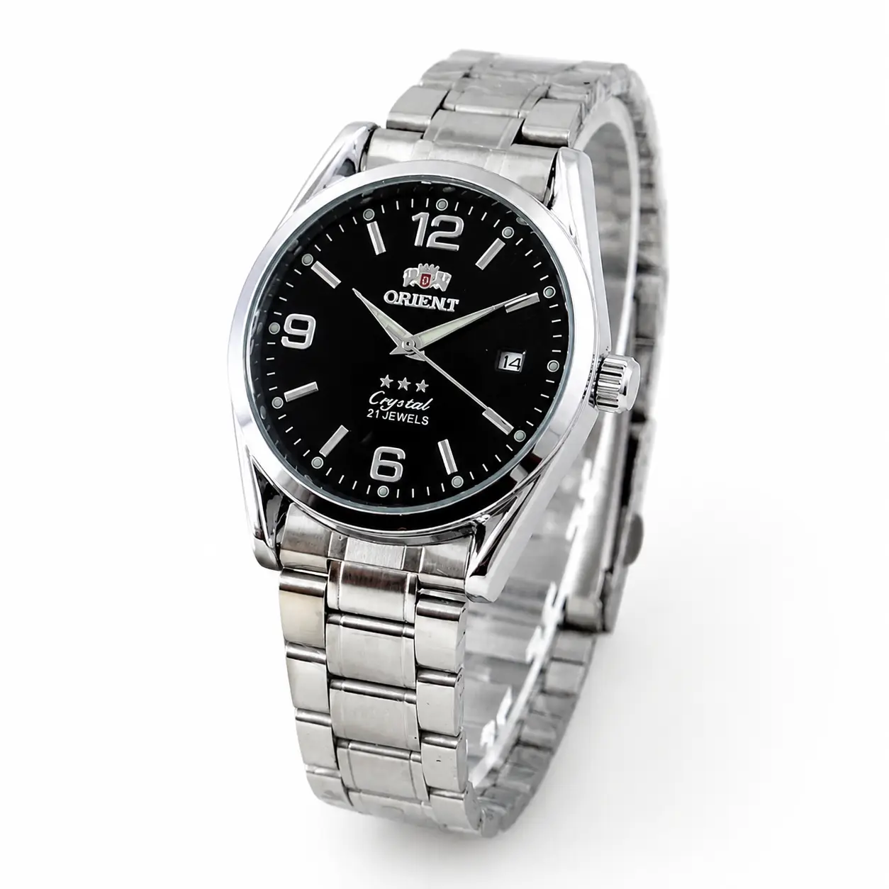 Men's Automatic Mechanical Wristwatch - Silver Stainless Steel Bracelet, Black Dial, Luminous Display, Date Display, 21 Jewels, Classic Business-Casual Fashion Watch