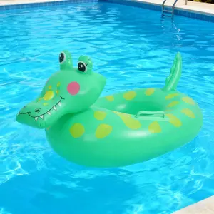 Cute Crocodile Shaped Inflatable Pool Float, Cartoon Crocodile, Portable Handle Design, Thickened PVC, Fun Float for Summer Water Play, Inflatable Pool Floaters