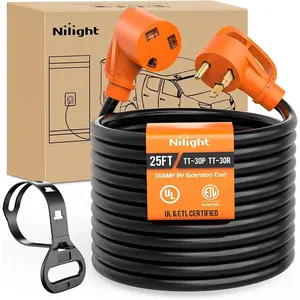 Nilight 30 Amp 25FT RV Extension Cord 125V Heavy Duty 10 Gauge Pure Copper STW Wire UL ETL Listed 3 Prong TT-30P TT-30R 30F/30M Weatherproof Suit for Camper Caravan Trailer,summervibes