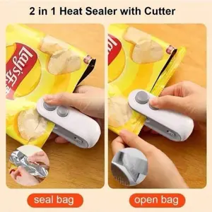 Portable Mini Heat Sealer, USB Rechargeable, Dual-Purpose Sealer And Bag Cutter With Magnetic Blade, Suitable For Packaging And Storage, Fresh Food Preservation, Kitchen Sealing, Etc. A Must-Have For Home Use, This Handheld Mini Heat Sealer Is Perfect For