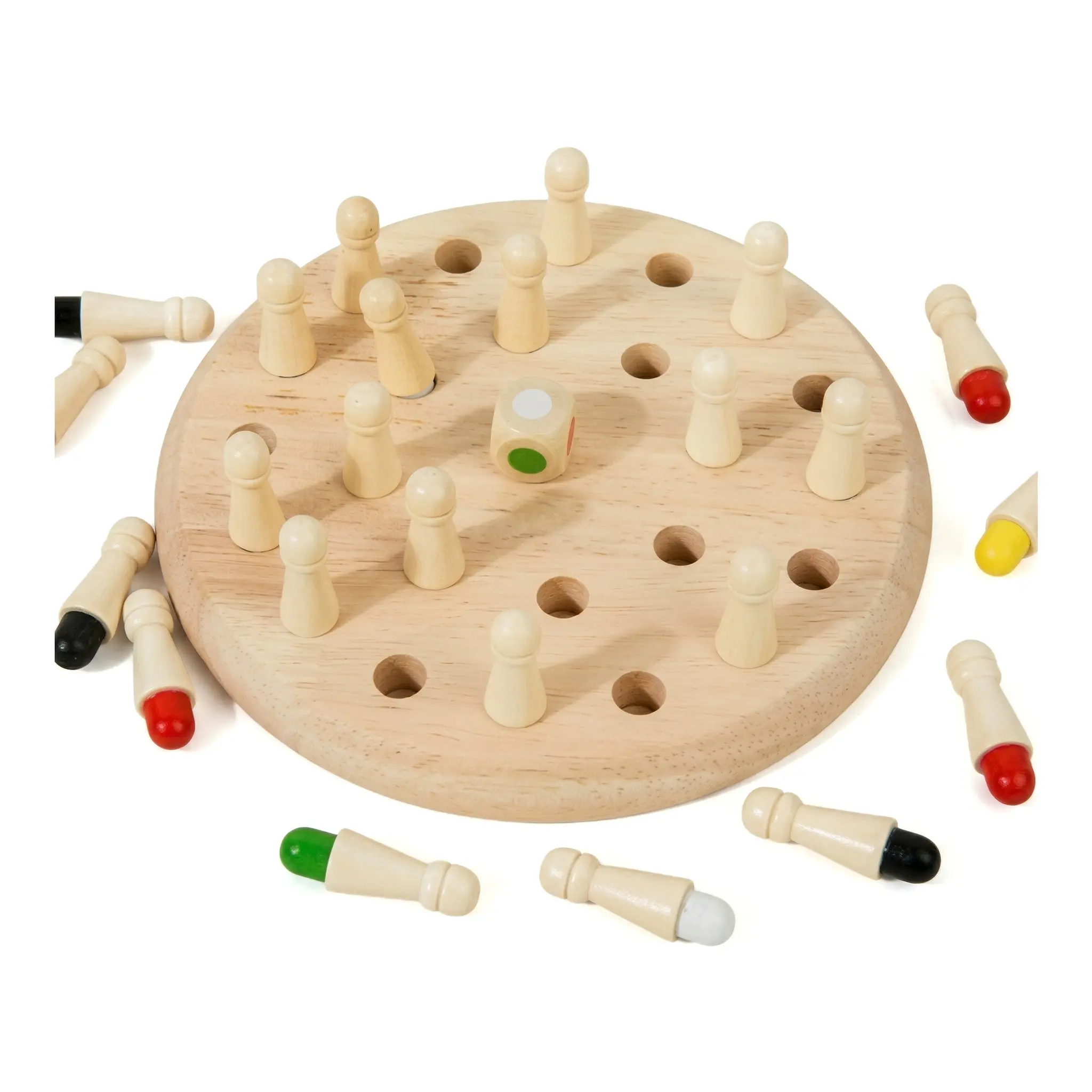 Educational Wooden Memory Chess Puzzle - 17cm Diameter, 4cm Height, 36-Piece Family Board Game for Brain Training, Holiday Gifting, Family Board Games