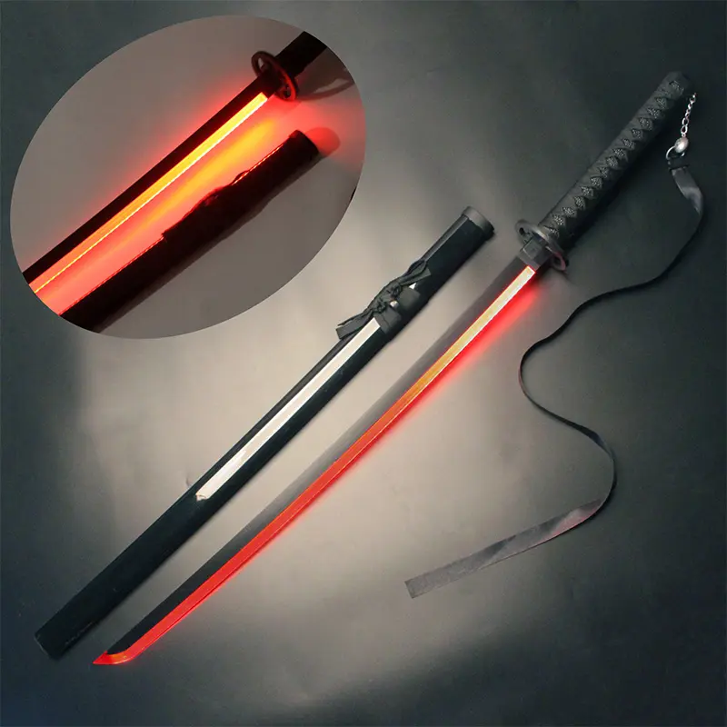 ELERVINO 41-in LED Light Anime Sword Katana Replica, Sode no Shirayuki Zanpakutou Cosplay Prop, Plastic Toy Sword with Black Belt & Holder Stand, 1.1 lb, 12+ Unisex Gift, Birthday/Christmas Collection Decoration (Not for Practice), Birthday Gift
