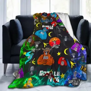Soft Funny Throw Blanket Blanket Gorilla Anime Tag Throw Flannel Blankets Warm Soft Air Conditioner Quilt for Bed Sofa Couch Camping for All Seasons