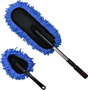 2 count Microfiber  Duster, Scratch Free Auto Exterior Interior Large Dusting Cleaning Brush, Multipurpose  Dust Cleaner with Extendable Handle,  Accessories (Blue)