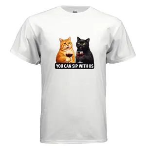 "You Can Sip With Us" Cute Drinking Cats Tee