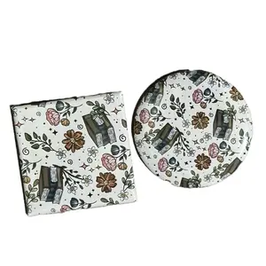 Personalized Pocket Mirror 2.5"  and matching refrigerator magnet Glass Mirror floral back to school Design for On-The-Go Touch-Ups & Elegant Style