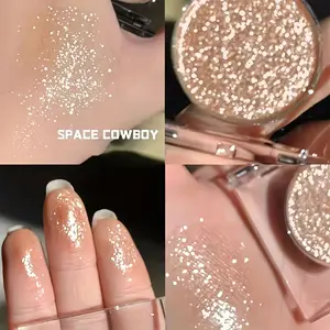 Single Highlighter | Shimmer & Glitter Mini Eyeshadow  | Waterproof, Long-Lasting & No Fallout | Easy Blend for Daily, Party & Stage Makeup | Travel-Friendly, Beginner Must-Have!
