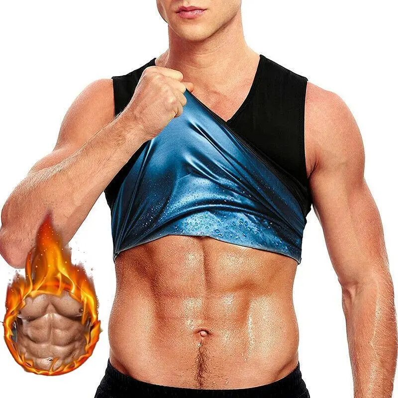 Sweat Vest Workout Tank Top Waist Trainer for Men Compression Workout Heat Trapping Vest Pullover Sauna Shirt Body Shaper