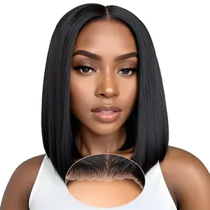 Silky No Tangle 10inch Straight Wig by LOYOM - Real Human Hair 13x4 Large Net Easy Wear for Women All Head Shapes