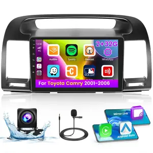 2+32G Android CarPlay Stereo for 2001-2006 Toyota Camry, 9'' Touch Screen in-Dash GPS Navigation with Built-in Wireless CarPlay Android Auto Support Mirror Link BT RDS AHD DSP, Car Audio, Bluetooth fathersdaygift