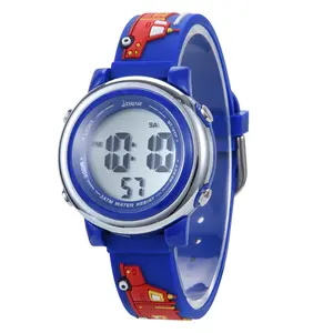 Fire truck 3D pattern kids digital watch boys toy watch multi functions alarm date week eco friendly certified by CPC 3ATM waterproof kids watch
