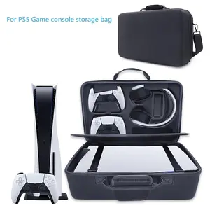5-in-1 PS5 Hard Shell Carrying Case - Durable EVA Material, Multifunctional Storage Bag with Shoulder Strap, Suitable for PlayStation 5 Console and Accessories, Black