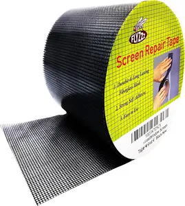 Window Screen Repair Kit Tape Extra Wide 4''x16.4' Black Adhesive &  3-Layer Fiberglass fix for Screen Door and Window Screen