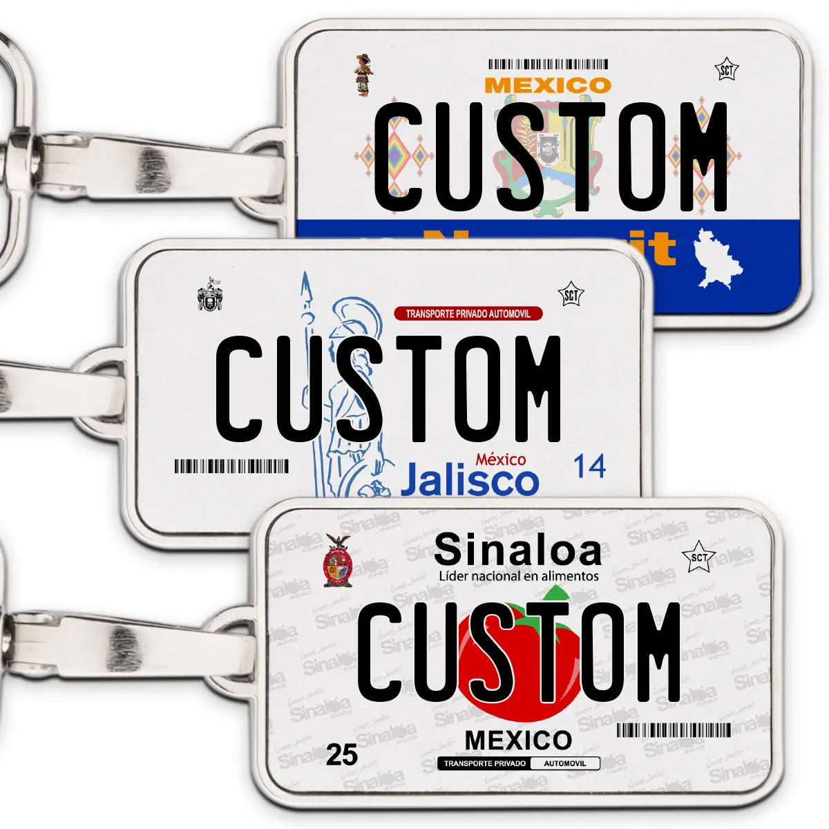 Mexico License Plate Pendants - incased in metal - includes lanyard and pendant