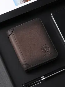 Men's Vintage Lion Decor Rfid Blocking Short Genuine Leather Wallet, Retro Large Capacity Credit Card Holder with Id Window & Sim Card Slot, Casual Business Cowhide Bifold Wallet, Vintage Style Wallet