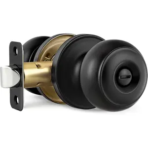 Matte Black Door Knobs Interior, Bedroom and Bathroom Door Knob with Lock, Black Interior Door Knobs Privacy Door Knob