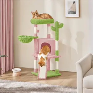 【Mop Cactus Style】Costoffs Cat Tree, 42in Cat Tower with Plush Perch & Scratching Post, Multi-Level Indoor Kitten Condo Activity Center with Ball and Basket,summervibes