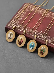 Women's Adjustable Stainless Steel Pendant Necklace, Vintage Fashion Jewelry, Goddess Necklace for Party Casual Daily Wear, Perfect Gift for Girlfriend Mom