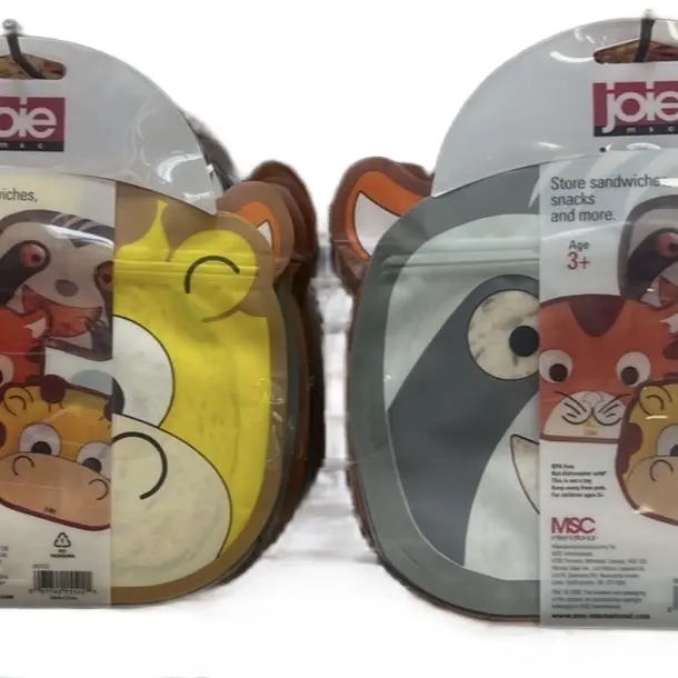 Joie Reusable Sandwich Holders for Kids Lunches with Fun Animal Patterns Age 3+ MSC Certified Safe and Durable Kitchen Utensils