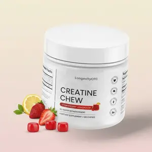 LongevityOTC Strawberry Lemonade Creatine Chews - 5g Creatine Monohydrate per Chew, No Water Mixing, 120 Chews for Fitness, Convenient On-the-Go Supplement
