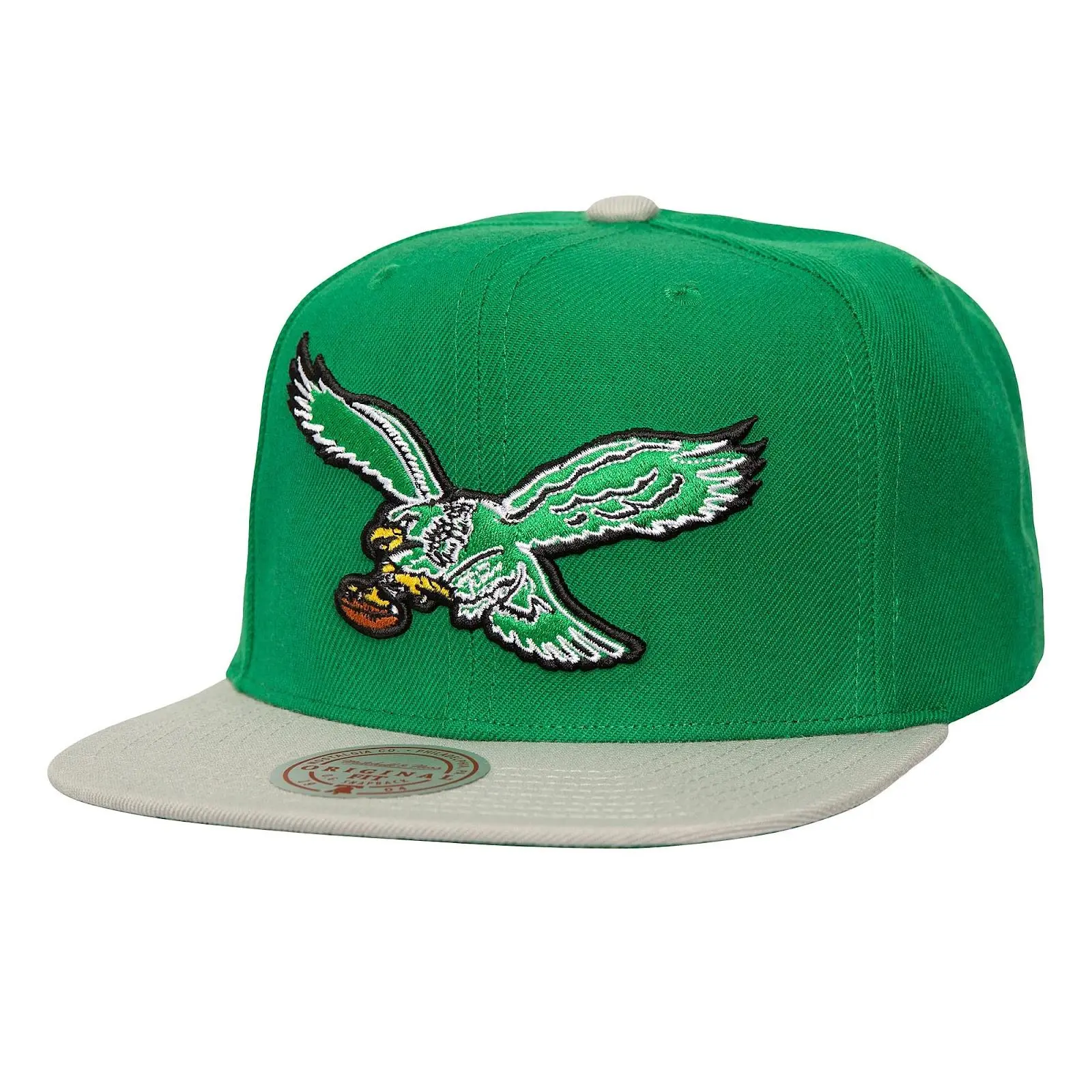 Kelly Green/Gray Philadelphia Eagles Team 2 Tone 2.0 Snapback Hat NFL Throwback Cap Adjustable Fan Gear Mitchell & Ness