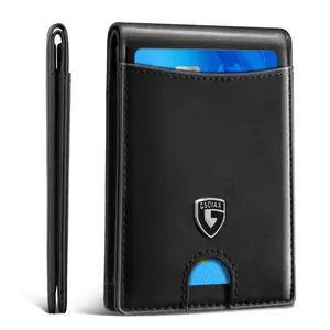 GSOIAX Slim Wallet for Men with Money Clip, Minimalist Leather RFID Blocking Bifold Small Thin Front Pocket Carbon Fiber Men's Wallet,11 Credit Card Slots Holder with Gift Box