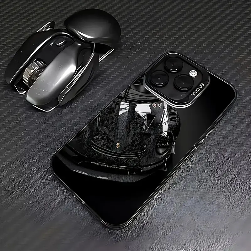 Luxury Porsche Letter Pattern Frosted Plastic TPU Drop-Proof Smartphone Casing - Handheld Cellphone Case Compatible with iPhone 17,16E,16,15,14,13,12,11 Mini/Pro/Max,Air,X,XR,XS Max,8,7 Plus Devices
