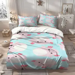 3Pcs Squishmallow Archie small animals Themed Printed Bedding Set, Soft Comfortable, All-Season, Ideal for Family Bedroom & Guest Room, Perfect Holiday & New Year Gift, 1 Duvet Cover 2 Pillowcases (No Insert)