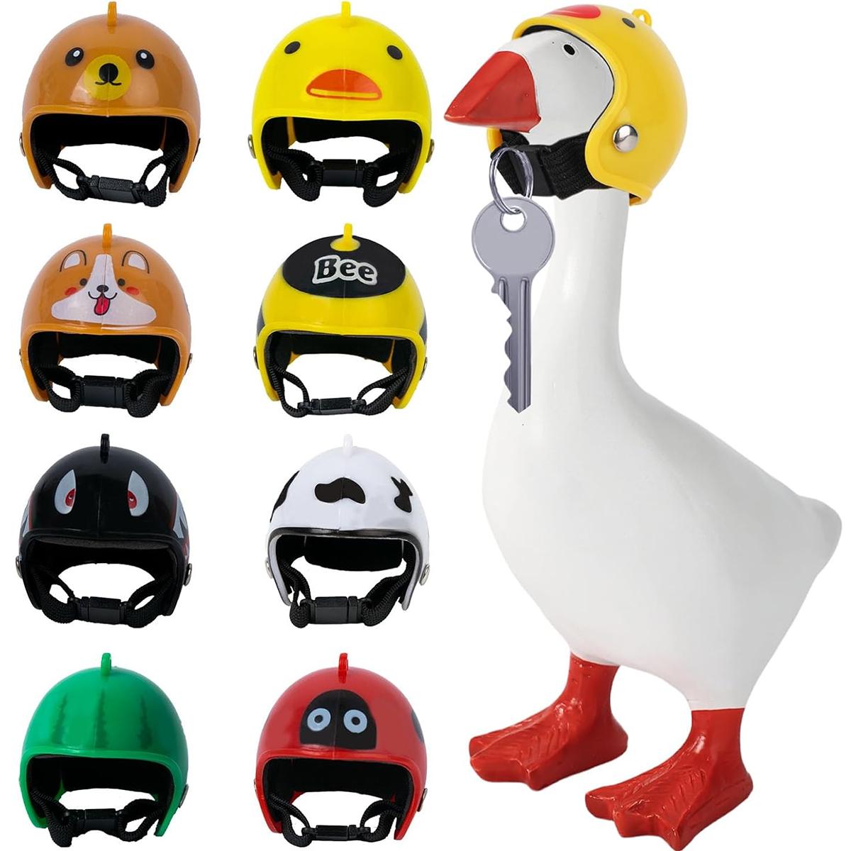 14 Pcs Desk Goose Toy Hats 7 Inch Desk Goose Mini Knitting Hats with Adjustable Strap for Magnetic Goose Key Holder Cute Desk Goose Clothes Home Decor Perfect Housewarming Gift