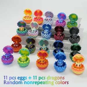 22-Piece Set 3D Printed Dragon Egg Models, Includes 11 Eggs + 11 Mini Dragons, Multicolor Home Desktop Decor, Easter Party Gifts