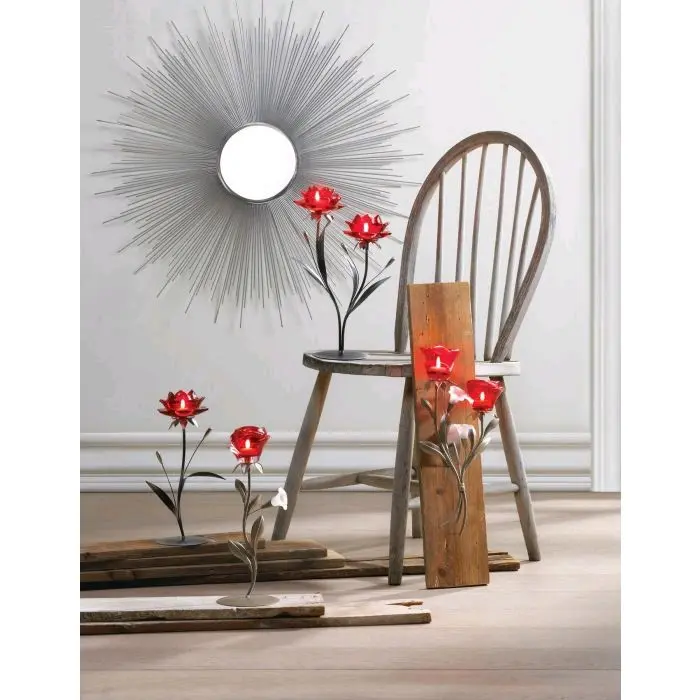 BEAUTIFUL RED FLOWERS CANDLEHOLDER