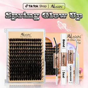 Ailaishi Volume Lash Clusters Kit 80D/90D/100D/150D/200D DIY Lash Cluster Set for Home Use，Eyelash Extension with Waterproof Lash Bond and Seal, Tweezers,in 10–20mm lengths Makeup Cosmetic