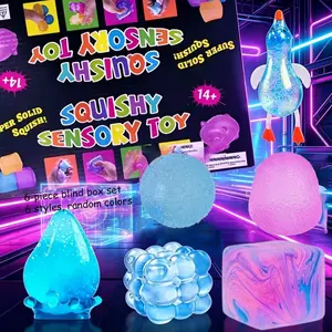 6pcs-Novel Squishy Fidgets Stress Relief Toy Set, Relieves Anxiety, Slowly Rebounds Stress Relief Toys, Fun Interactive Design, Cute Desktop Accessories Suitable for Office Workers, Party Gifts, Holiday Gift Creativity, Perfect Gift Selection, Boxed