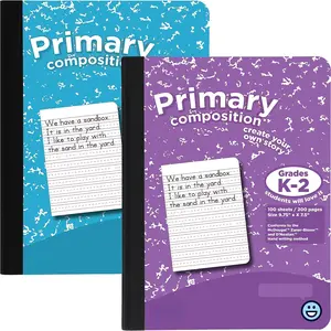 Primary Composition Notebook K-2, Primary Ruled Composition Book, Primary Composition Notebook for , 100 Sheets  Notebook, Blue and Purple (2 Pack)