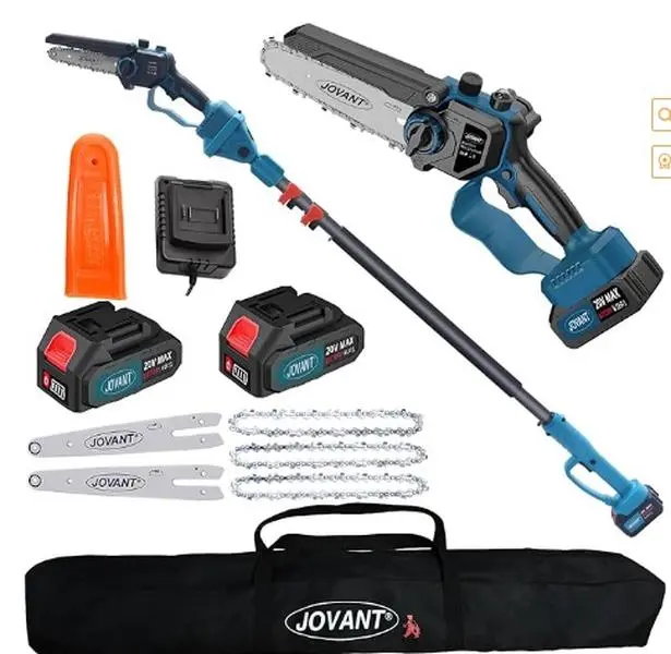 Jovant 2 In 1 Lightweight 6inch Pole Saw for Tree Trimming and Care Garden with 20V Max Battery and 3 Chains