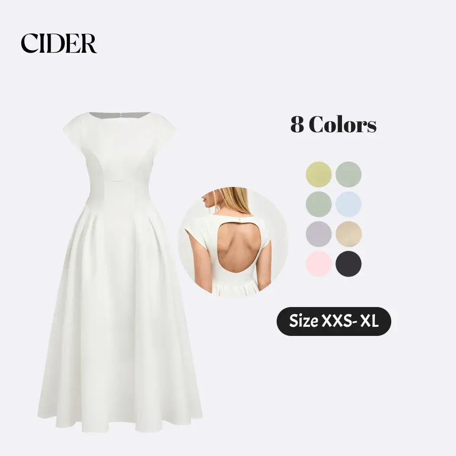 Cider Boat Neck Cut Out Backless Ruffle Maxi Dress