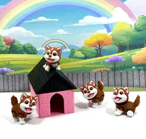 4pcs Cute Baby Husky Chibi Edition, 3D Printed Articulated Fidget Baby Husky Dog, Poseable Animal Toy, Custom Pet Gift for Dog Lovers