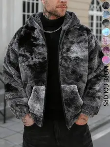 Unisex hooded jacket with thermal, dyed-on-the-spot faux fur; trendy and versatile, suitable for casual wear, youth-oriented, student-friendly, street fashion, and a great outer layer for cold weather; available in a couple's version Coats