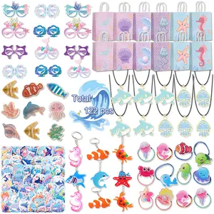 122 Pcs Ocean Animal Party Supplies, Party Favors Assortment, Sea Theme Birthday Gift Bags, School Classroom Prizes, Birthday Rewards, Party Celebration Gifts, Gift Package, Goodie Bag Filler